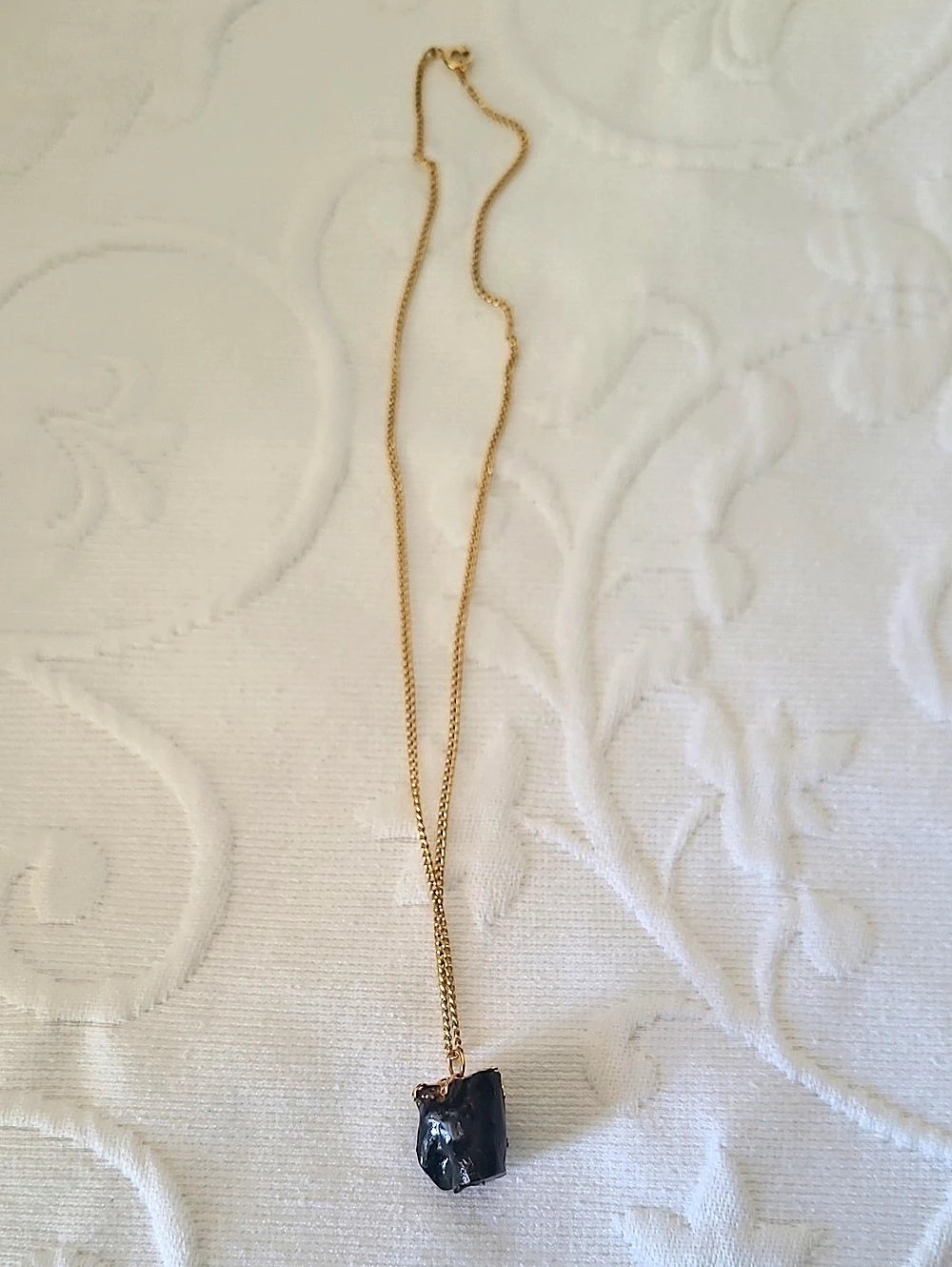 Black Pendant Gold-Tone Necklace